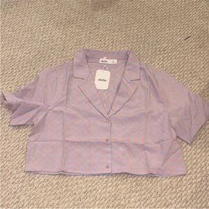 Anthropologie Elodie Lavender and Orange Plaid Blouse NWT!